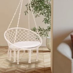 Tangkula Hanging Hammock Chair Macrame Swing Chair With Soft Cushion For Bedroom, Patio, Backyard, Balcony -Tangkula GUEST 715f904b 6f82 4e21 bf55 f319e6487531