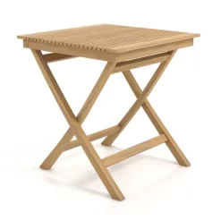 Tangkula 27.5" Patio Bistro Table Teak Wood Square Table With Slatted Tabletop Sturdy Wood Frame & Thickened Top -Tangkula GUEST 71990cef a201 47f3 887e 80ee18f0ce50
