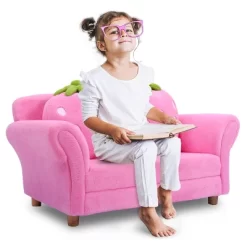 Tangkula Kids Sofa Cute Sofa Strawbwrry Sponge Filler Upholstered Lounge W/ Armrest -Tangkula GUEST 71bd51e9 4824 448a b79e 701bbf0e3036