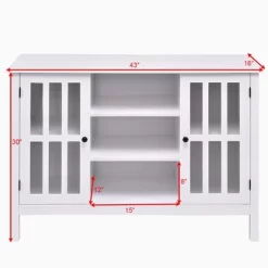Tangkula Wood TV Stand Free Standing Storage Console Cabinet For 50” TV White/Walnut -Tangkula GUEST 71be0fc3 530b 48e4 9dd8 227f3e29c227