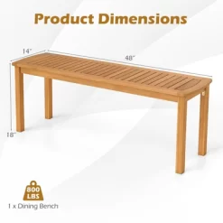Tangkula 2 PCS 48" Outdoor Acacia Wood Bench Patio Dining Picnic Bench For Entryway Garden Poolside Balcony -Tangkula GUEST 71d73f47 2938 4d8b 9b02 7a3fc4a2af26