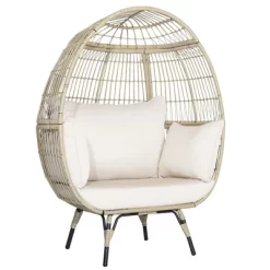Tangkula Patio Rattan Oversized Wicker Egg Chair Stationary Lounge Basket W/ 4 Soft Cushions 21 Tangkula Patio Rattan Oversized Wicker Egg Chair Stationary Lounge Basket W/ 4 Soft Cushions -Tangkula GUEST 71f753b4 afa7 4f9e b247 05073fe01732