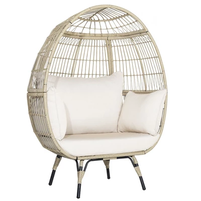 Tangkula Patio Rattan Oversized Wicker Egg Chair Stationary Lounge Basket W/ 4 Soft Cushions 12 Tangkula Patio Rattan Oversized Wicker Egg Chair Stationary Lounge Basket W/ 4 Soft Cushions - Image 10