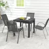 Tangkula 5 PCS Outdoor Dining Table Set W/ Extendable Aluminum Table & 4 Stackable Chairs