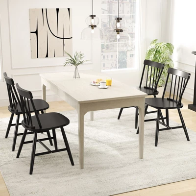 Tangkula Dining Chairs Set Of 4 Farmhouse Kitchen Chair W/ Rubber Wood Frame Wide Seat 3 Tangkula Dining Chairs Set Of 4 Farmhouse Kitchen Chair W/ Rubber Wood Frame Wide Seat