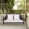 Tangkula 2-seater Hanging Swing Porch Swing PE Wicker Swing Outdoor Hanging Swing Garden Poolside