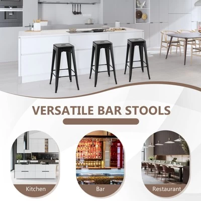 Tangkula 30" Set Of 4 Stackable Backless Metal Bar Stools W/ Footrest For Kitchen 9 Tangkula 30" Set Of 4 Stackable Backless Metal Bar Stools W/ Footrest For Kitchen - Image 7