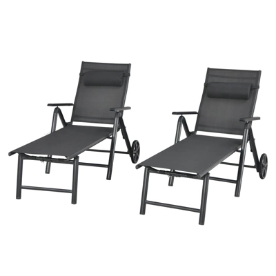 Tangkula 2 PCS Outdoor Folding Lounge Chair Patio Portable Longer W/Wheels & Adjustable Backrest 8 Tangkula 2 PCS Outdoor Folding Lounge Chair Patio Portable Longer W/Wheels & Adjustable Backrest - Image 6