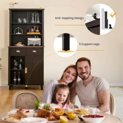 Tangkula Freestanding Buffet Hutch Kitchen Pantry Storage Cabinet W/ Sliding Doors -Tangkula GUEST 73be3526 1b54 4c7b b744 22c91f1a09e8