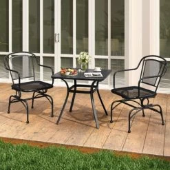 Tangkula Patio Rocking Chairs Set Of 2 W/ Metal Mesh Backrest & Seat Armrests Gentle -Tangkula GUEST 73e2b9cc 8030 44cd 8e0b 0455222e4ae2