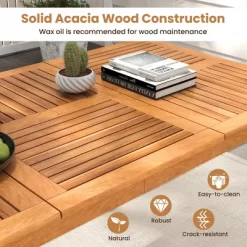 Tangkula Outdoor Acacia Wood Dining Table For 8 People 79” X 35” Rectangular Patio Bistro Table With Built-in Umbrella Hole Picnic Table For Porch -Tangkula GUEST 73f73539 893c 43ec 9e82 d576b7b2c957