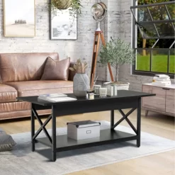 Tangkula Coffee Table Industrial 2-Tier W/ Storage Shelf &Storage Shelf For Living Room -Tangkula GUEST 74110952 662e 4ede 96af 8bf398c1b821