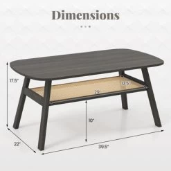 Tangkula 2-Tier Coffee Table W/ Rattan Storage Shelf & Rubber Wood Legs For Living Room 16 Tangkula 2-Tier Coffee Table W/ Rattan Storage Shelf & Rubber Wood Legs For Living Room -Tangkula GUEST 74327928 27c7 4242 8b72 718c415a0da0