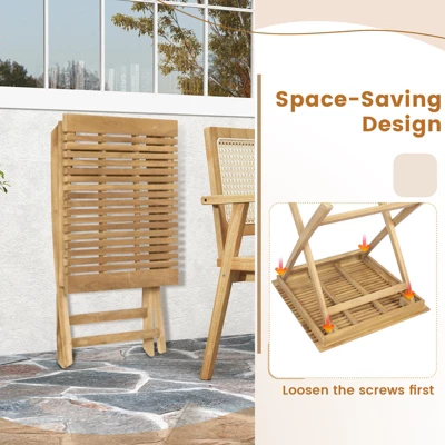 Tangkula Set Of 2 Patio Bistro Table Teak Wood Dining Table Outdoor Square Table 6 Tangkula Set Of 2 Patio Bistro Table Teak Wood Dining Table Outdoor Square Table - Image 4