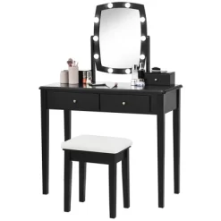 Tangkula Vanity Table Set With Lighted Mirror Adjustable 10 Bulbs Dresser 4 Drawer 20 Tangkula Vanity Table Set With Lighted Mirror Adjustable 10 Bulbs Dresser 4 Drawer -Tangkula GUEST 756a7e7a 17eb 40b7 a90e 344c5b804300