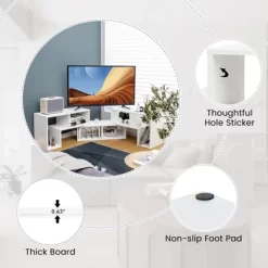 Tangkula 3 PCS Adjustable TV Stand Minimalist Entertainment Center For 43 55 60 65 Inch TV Media Console Table White -Tangkula GUEST 75898306 a464 4153 a39b bfc4bcd0d785