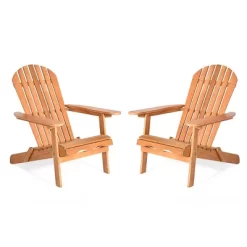 Tangkula 2 PCS Eucalyptus Adirondack Chair Foldable Outdoor Wood Lounger Chair Natural -Tangkula GUEST 75b9f057 d4b3 4f2f a6c1 dfa4818aabb3