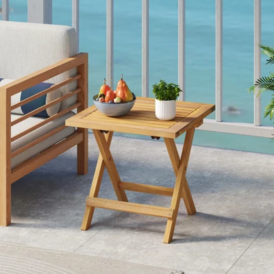 Tangkula Outdoor Folding Side Table Acacia Wood End Table Square Patio Bistro Table 3 Tangkula Outdoor Folding Side Table Acacia Wood End Table Square Patio Bistro Table