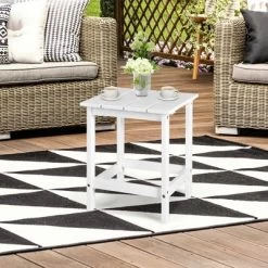 Tangkula 15" Outdoor Square Side End Table Wooden Coffee Table Suitable For Garden Patio Balcony White/Gray/Black