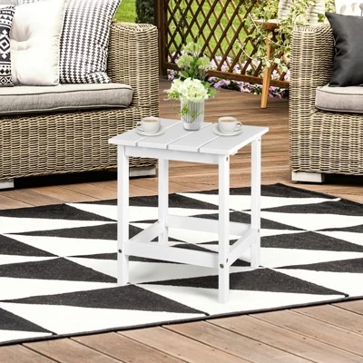 Tangkula 15" Outdoor Square Side End Table Wooden Coffee Table Suitable For Garden Patio Balcony White/Gray/Black 3 Tangkula 15" Outdoor Square Side End Table Wooden Coffee Table Suitable For Garden Patio Balcony White/Gray/Black