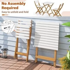 Tangkula 3 Piece Folding Outdoor Patio Bistro Set Space Saving Foldable Acacia Wood Porch Chairs And Square Table -Tangkula GUEST 76205421 4960 4417 87b3 5161a17b3c60
