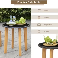 Tangkula 3 PCS Patio Chair Set Wicker Chair & Side Table Set W/ Tempered Glass Tabletop -Tangkula GUEST 7635c1b0 c5b2 4305 ad77 518cc0f0cec6