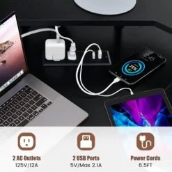 Tangkula L-shaped Computer Corner Desk 51” Reversible Office W/Power Outlet USB Ports Monitor Stand Keyboard Tray Gaming Desk With Hook -Tangkula GUEST 76367384 c559 4d16 937f 71662d62da36