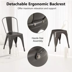 Tangkula Tolix Style Metal Dining Chairs Set Of 4 W/ Removable Backrest For Dining Room -Tangkula GUEST 764d7098 812b 4c19 8037 e1553d1e8434