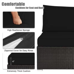 Tangkula 6PCS Rattan Patio Sectional Sofa Set Outdoor Furniture Set W/ Black Cushions 15 Tangkula 6PCS Rattan Patio Sectional Sofa Set Outdoor Furniture Set W/ Black Cushions -Tangkula GUEST 7664a93f 5b64 404a 94a3 20d52edc7f37