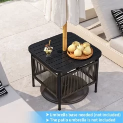 Tangkula 2 PCS Outdoor PE Rattan Side Table W/ 1.57" Umbrella Hole Square Patio End Table -Tangkula GUEST 7686b0ab 9ec6 468a ae21 1c6469cdf880