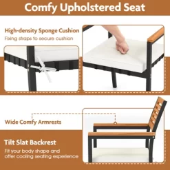 Tangkula 7-Piece Patio Furniture Set Outdoor Dining Chair Set For 6 W/ Acacia Wood & Metal Frame -Tangkula GUEST 76d0f0d8 5b23 44e1 b368 a81da78a1f85