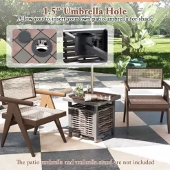 Tangkula 21.5 Inches Outdoor PE Rattan Side Table W/ Resin Tabletop Umbrella Hole 15 Tangkula 21.5 Inches Outdoor PE Rattan Side Table W/ Resin Tabletop Umbrella Hole -Tangkula GUEST 76e4b4e2 5a14 4153 a7f4 be6046fd5534