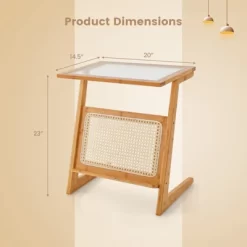 Tangkula 1pc/2pcs Z-shaped Side Table W/ Rattan Shelf Glass Top End Table W/ Magazine Rack Space-saving Sofa Side Bedside Table 19 Tangkula 1pc/2pcs Z-shaped Side Table W/ Rattan Shelf Glass Top End Table W/ Magazine Rack Space-saving Sofa Side Bedside Table -Tangkula GUEST 770a66df 8e5e 4ab0 b5e3 54a856607324