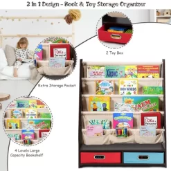 Tangkula Espresso Book Rack Kids Toys Organizer Shelves With 4 Sling Bookshelf And 2 Boxes 14 Tangkula Espresso Book Rack Kids Toys Organizer Shelves With 4 Sling Bookshelf And 2 Boxes -Tangkula GUEST 770cb037 deb6 4266 88a6 a642bc9233b4