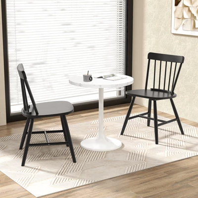 Tangkula Dining Chairs Set Of 4 Farmhouse Kitchen Chair W/ Rubber Wood Frame Wide Seat 4 Tangkula Dining Chairs Set Of 4 Farmhouse Kitchen Chair W/ Rubber Wood Frame Wide Seat - Image 2