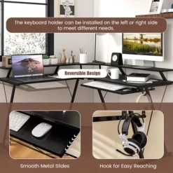 Tangkula L-shaped Computer Corner Desk 51” Reversible Office W/Power Outlet USB Ports Monitor Stand Keyboard Tray Gaming Desk With Hook -Tangkula GUEST 788d0318 dd40 485a b2be f516e815f7e2
