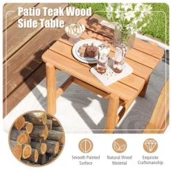 Tangkula Patio Teak Wood Side Table With Slatted Tabletop Small Coffee Table For Porch -Tangkula GUEST 78ae18d2 ac56 4a13 b306 682e84f1edb7