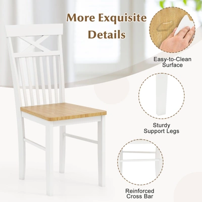 Tangkula Farmhouse Dining Chair Set Of 4 Wooden Kitchen Chair W/ Rubber Wood Frame 7 Tangkula Farmhouse Dining Chair Set Of 4 Wooden Kitchen Chair W/ Rubber Wood Frame - Image 5