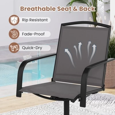 Tangkula Patio Swivel Chairs Set Of 4 W/ High Back & Round Metal Base For Backyard 8 Tangkula Patio Swivel Chairs Set Of 4 W/ High Back & Round Metal Base For Backyard - Image 6