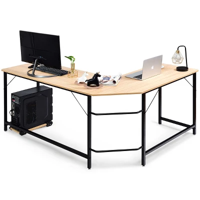 Tangkula L-shaped Computer Desk Corner Office Laptop Game Table Black/Natural 8 Tangkula L-shaped Computer Desk Corner Office Laptop Game Table Black/Natural - Image 6