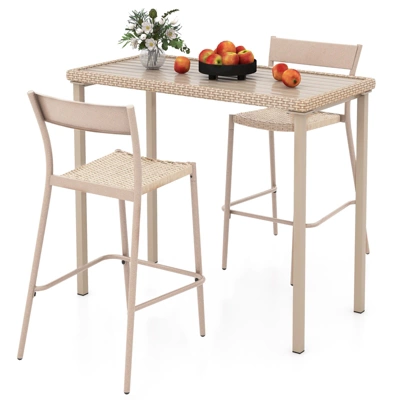 Tangkula 3 Pieces Patio Bar Table Set Outdoor Bar Height Table & 2 Armless Chairs 12 Tangkula 3 Pieces Patio Bar Table Set Outdoor Bar Height Table & 2 Armless Chairs - Image 10