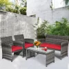 Tangkula 8-Piece Outdoor Patio Furniture Set Rattan Wicker Conversation Sofa Set
