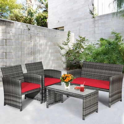 Tangkula 8-Piece Outdoor Patio Furniture Set Rattan Wicker Conversation Sofa Set 3 Tangkula 8-Piece Outdoor Patio Furniture Set Rattan Wicker Conversation Sofa Set