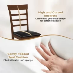 Tangkula Wooden Dining Chair Set Of 4 Pu Leather Upholstered Kitchen Chairs W/ Padded Seat 16 Tangkula Wooden Dining Chair Set Of 4 Pu Leather Upholstered Kitchen Chairs W/ Padded Seat -Tangkula GUEST 791c19bf 457a 4dfd bd5c e4ab75a79c84 1