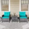 Tangkula 3 Pieces Patio Bistro Set Outdoor PE Rattan Conversation Chair Set With Tempered Glass Side Table And Removable Cushions Turquoise -Tangkula GUEST 79a56e65 bb02 4e6b 96b6 96ac697bc62a