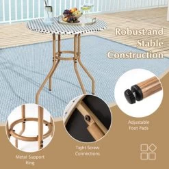 Tangkula 27.5" Outdoor Bistro Table PE Rattan Round Patio Side Table W/ Heavy Duty Metal Frame -Tangkula GUEST 79beb717 7acd 447f be8e 0a2dda6e1553
