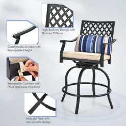 Tangkula 2PCS Patio Swivel Chairs Outdoor Bar Height Chair Set W/ Cushions & Lumbar Pillows -Tangkula GUEST 79d99a28 6397 4fe2 bc59 d20f4db94c58