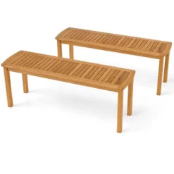 Tangkula 2 PCS 48" Outdoor Acacia Wood Bench Patio Dining Picnic Bench For Entryway Garden Poolside Balcony -Tangkula GUEST 7a407612 ce05 4176 9198 013eef8ecee8