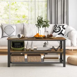 Tangkula Industrial TV Stand Media Entertainment Center With 2-tier Open Storage Shelves & Metal Frame TV Cabinet For TVs Up -Tangkula GUEST 7ae09622 9924 4b8f aee3 45c903597a03