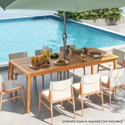Tangkula Outdoor Acacia Wood Dining Table For 8 People 79” X 35” Rectangular Patio Bistro Table With Built-in Umbrella Hole Picnic Table For Porch -Tangkula GUEST 7ae926a8 1590 48da b0a2 2963dcd3831f
